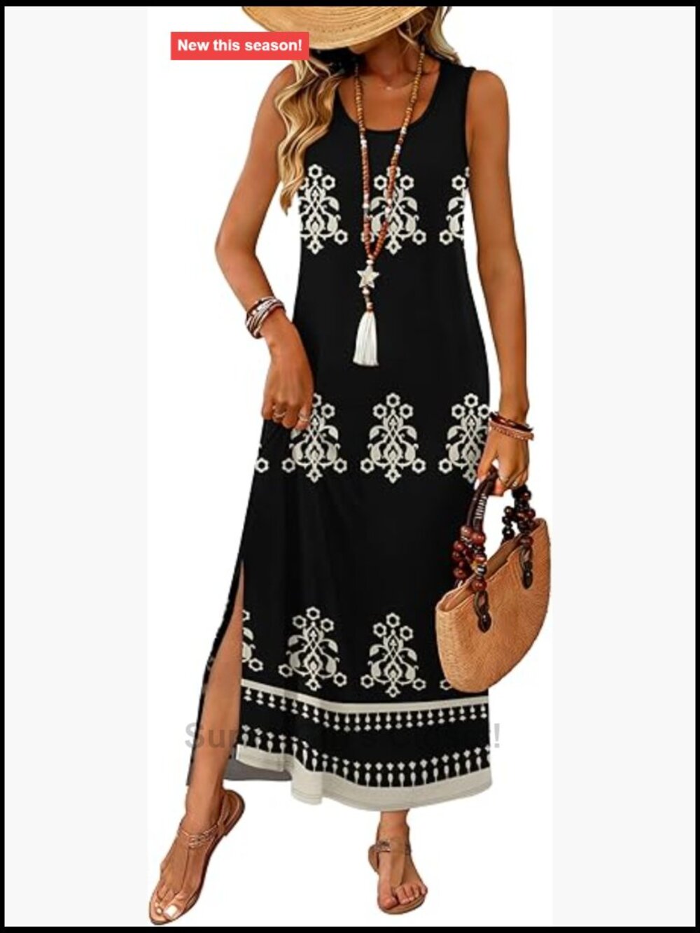 Maxi Dress Summer Sleeveless Sundress with Pockets Boho Loose Fit - Picture 1 of 5